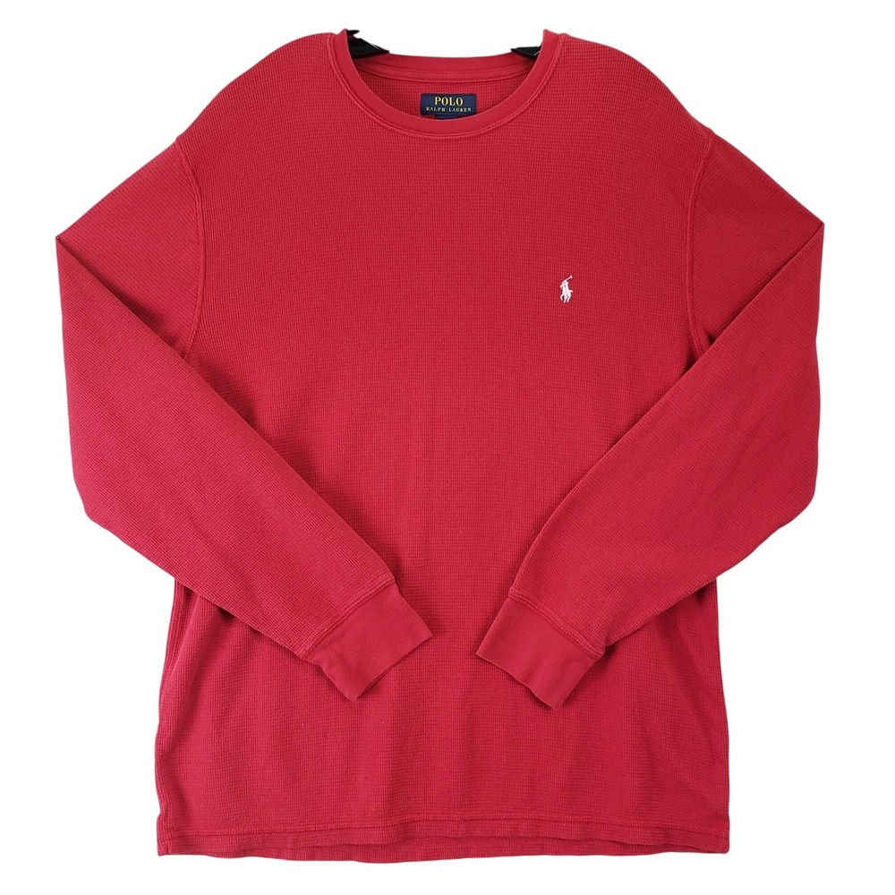 Polo Ralph Lauren Sleepwear Thermal Shirt Mens XL Red Waffle Knit Preppy Lounge